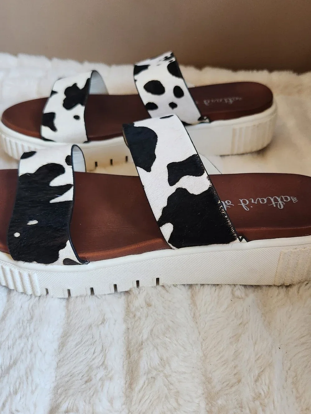 Altar'd State Cow Print Leather Platform Sandals (Size 10)